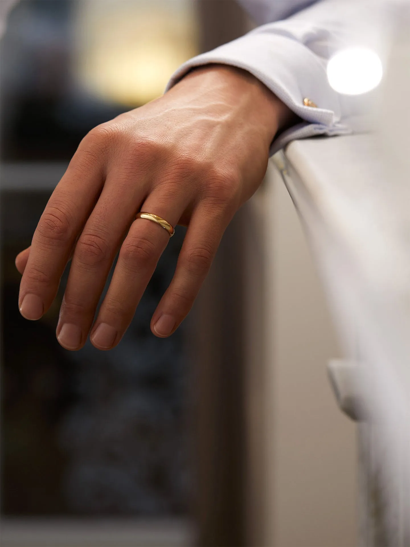 Classic Men's Court Shaped Yellow Gold Band (4mm Width)