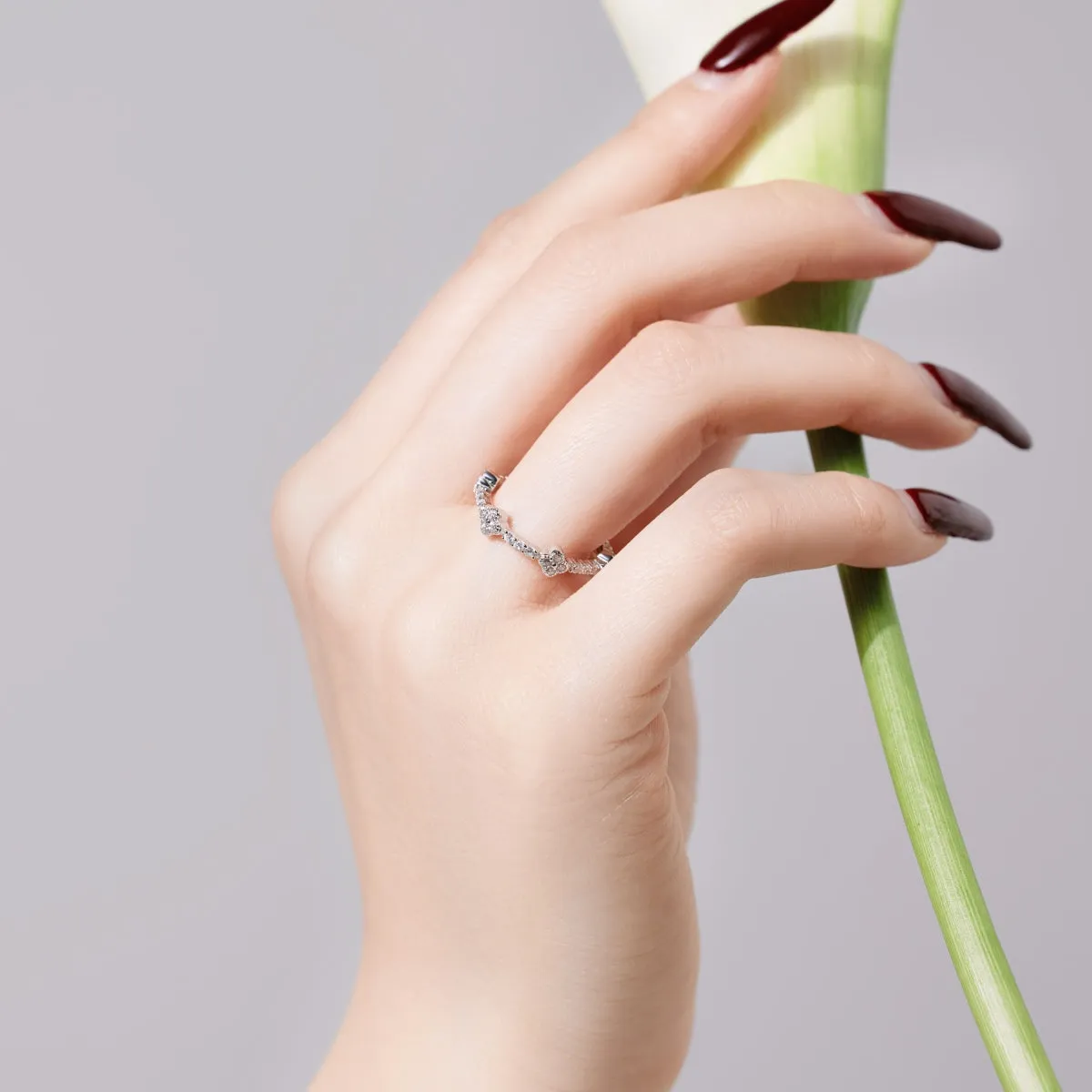 Clover Floral Stackable Wedding Eternity Ring