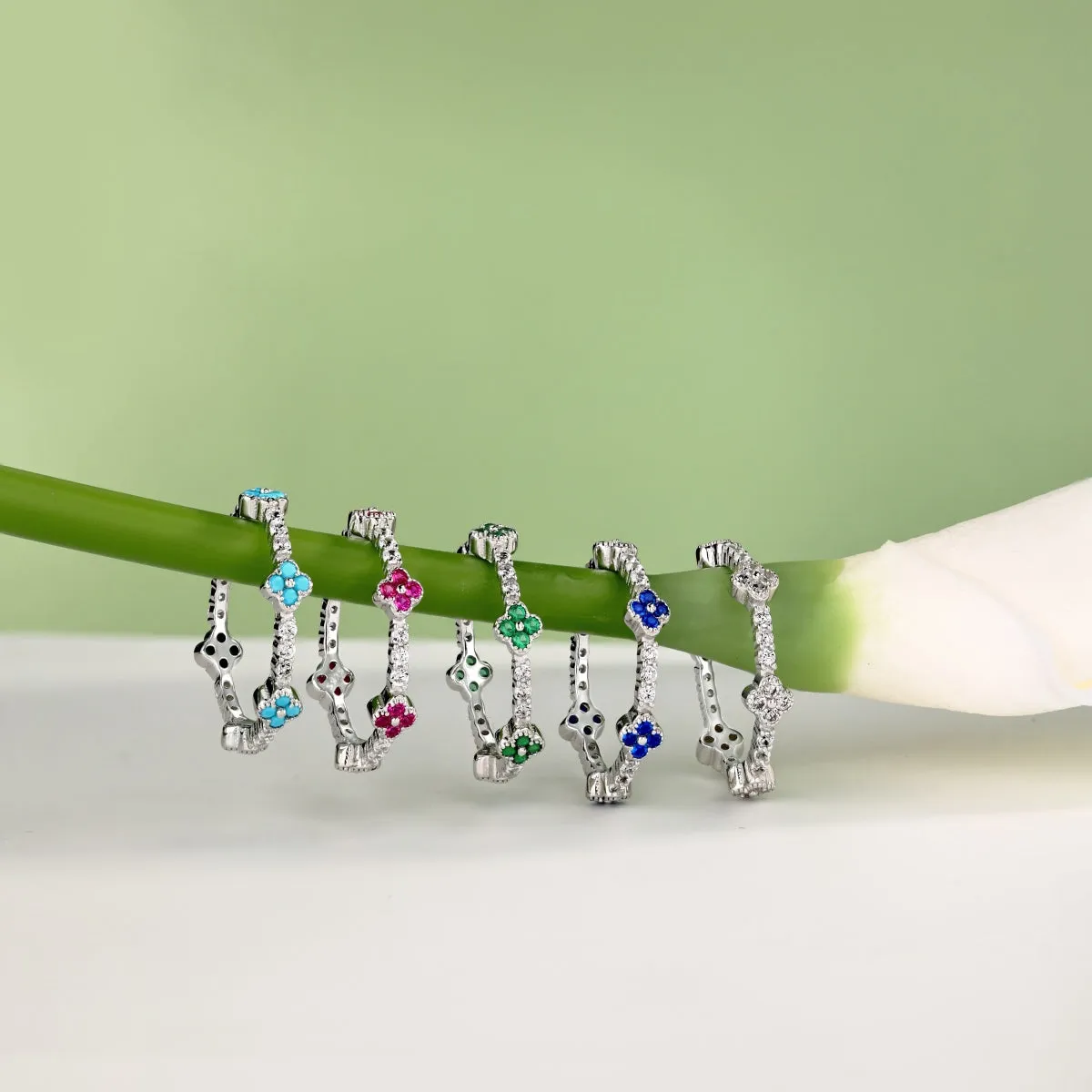 Clover Floral Stackable Wedding Eternity Ring