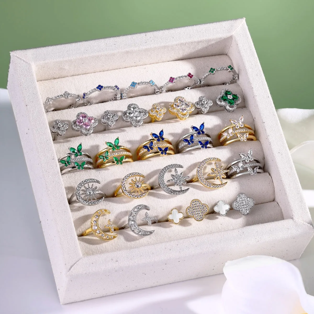 Clover Floral Stackable Wedding Eternity Ring