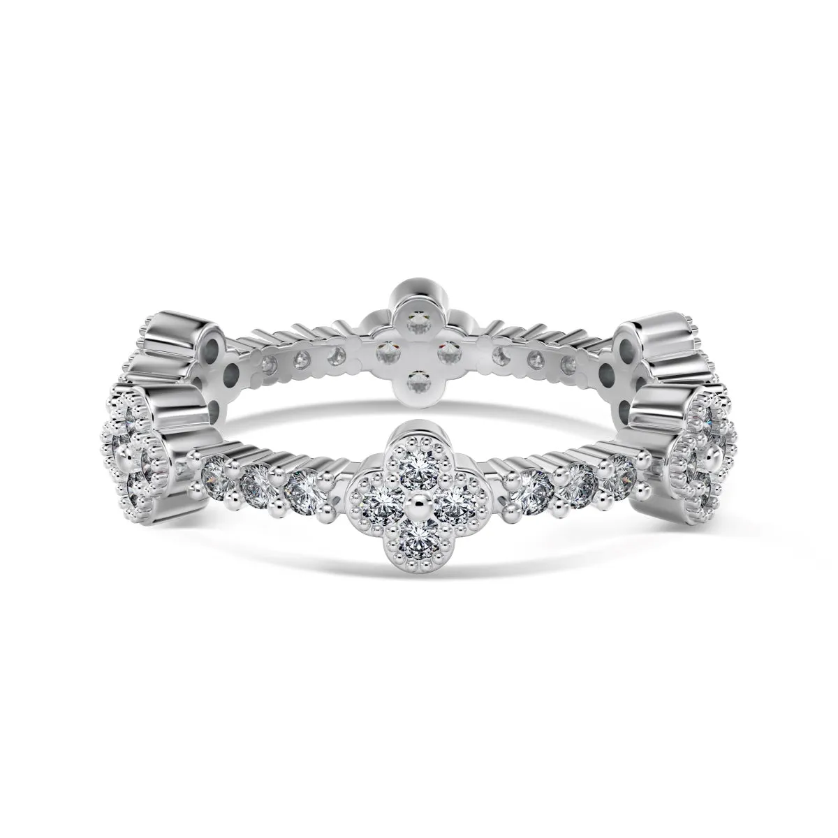 Clover Floral Stackable Wedding Eternity Ring