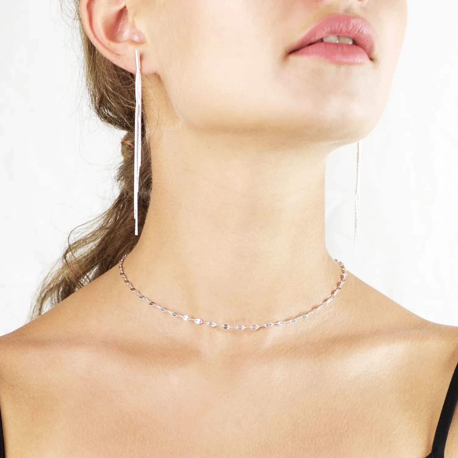 Coffee bean chain Choker - Silver