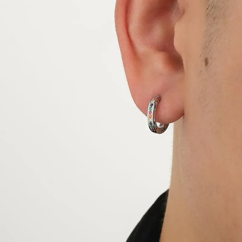 Colored Zircon Hoop Earrings