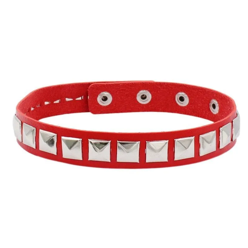 Colorful Studded Leather Chokers