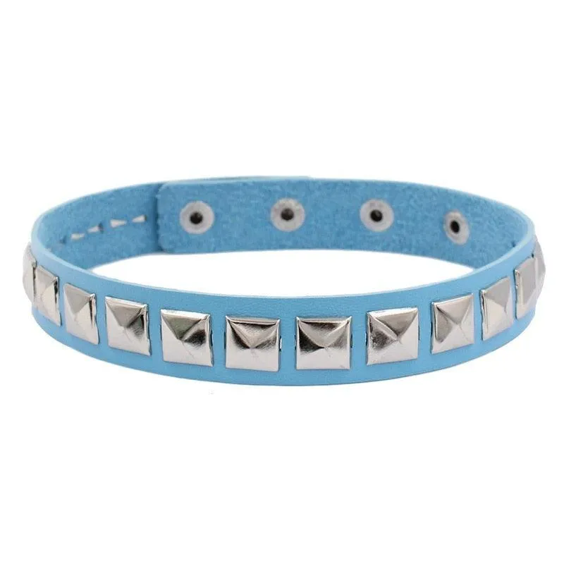 Colorful Studded Leather Chokers