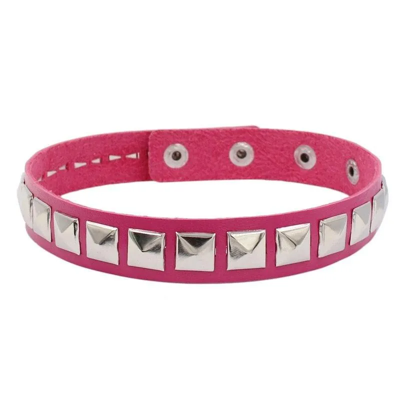 Colorful Studded Leather Chokers