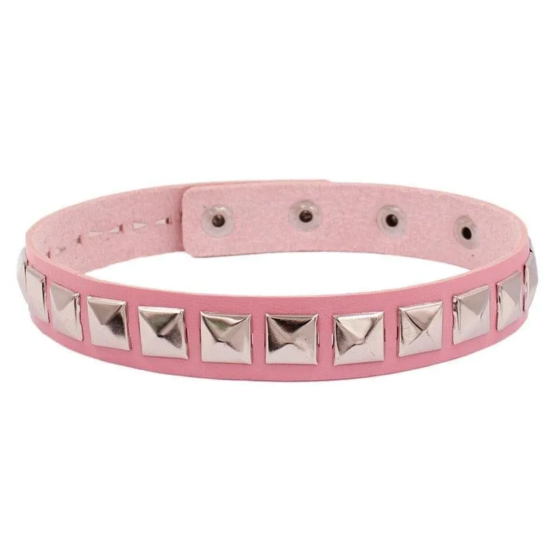 Colorful Studded Leather Chokers
