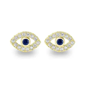 Colourful Zircon Devil's Eye Silver Studs Earrings for Women