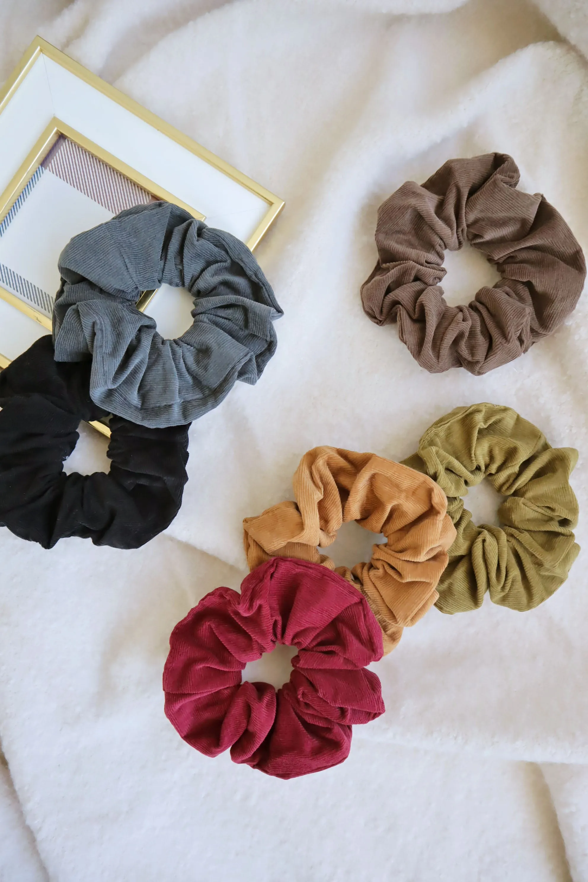 Corduroy Fabric Scrunchie Hair Tie (6Colors)