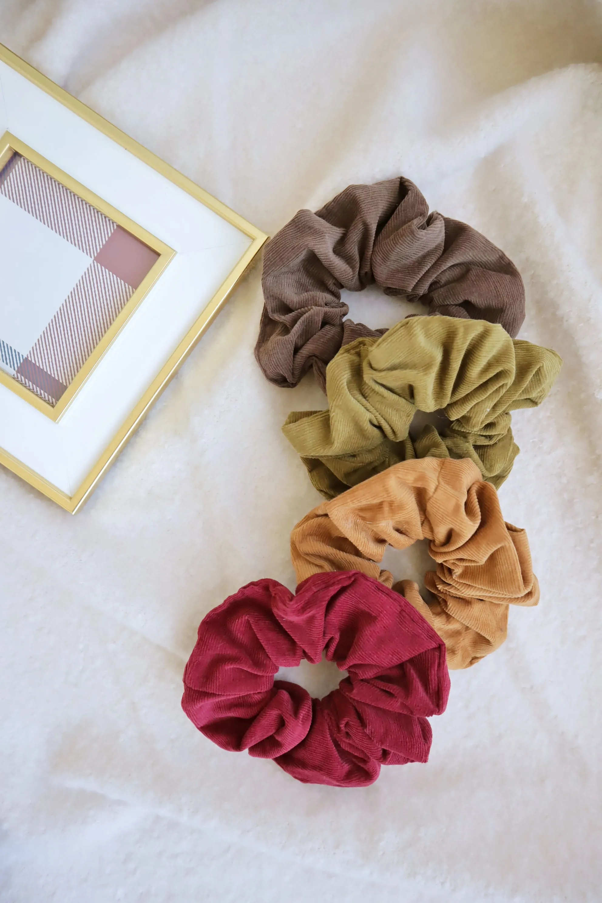 Corduroy Fabric Scrunchie Hair Tie (6Colors)