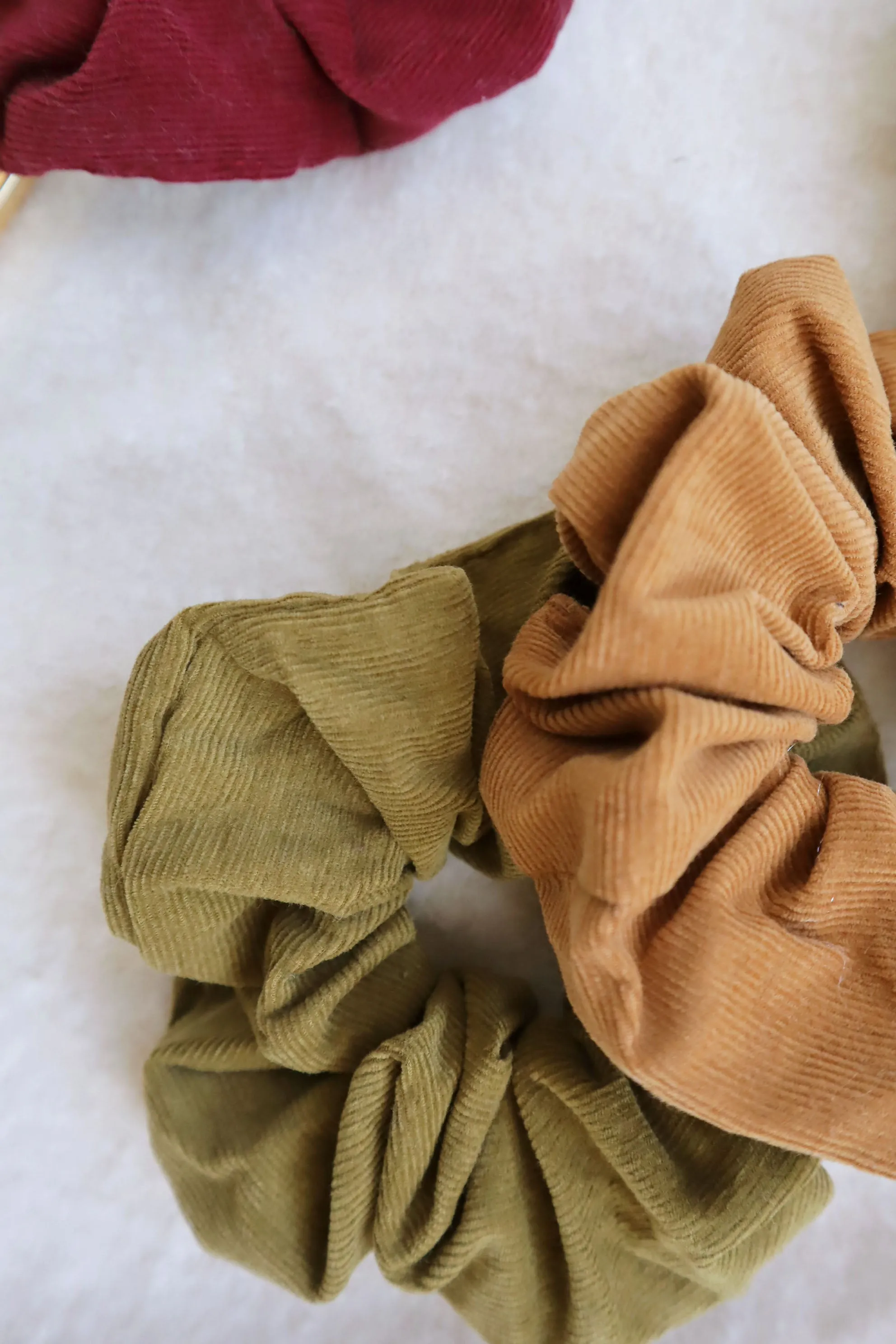 Corduroy Fabric Scrunchie Hair Tie (6Colors)