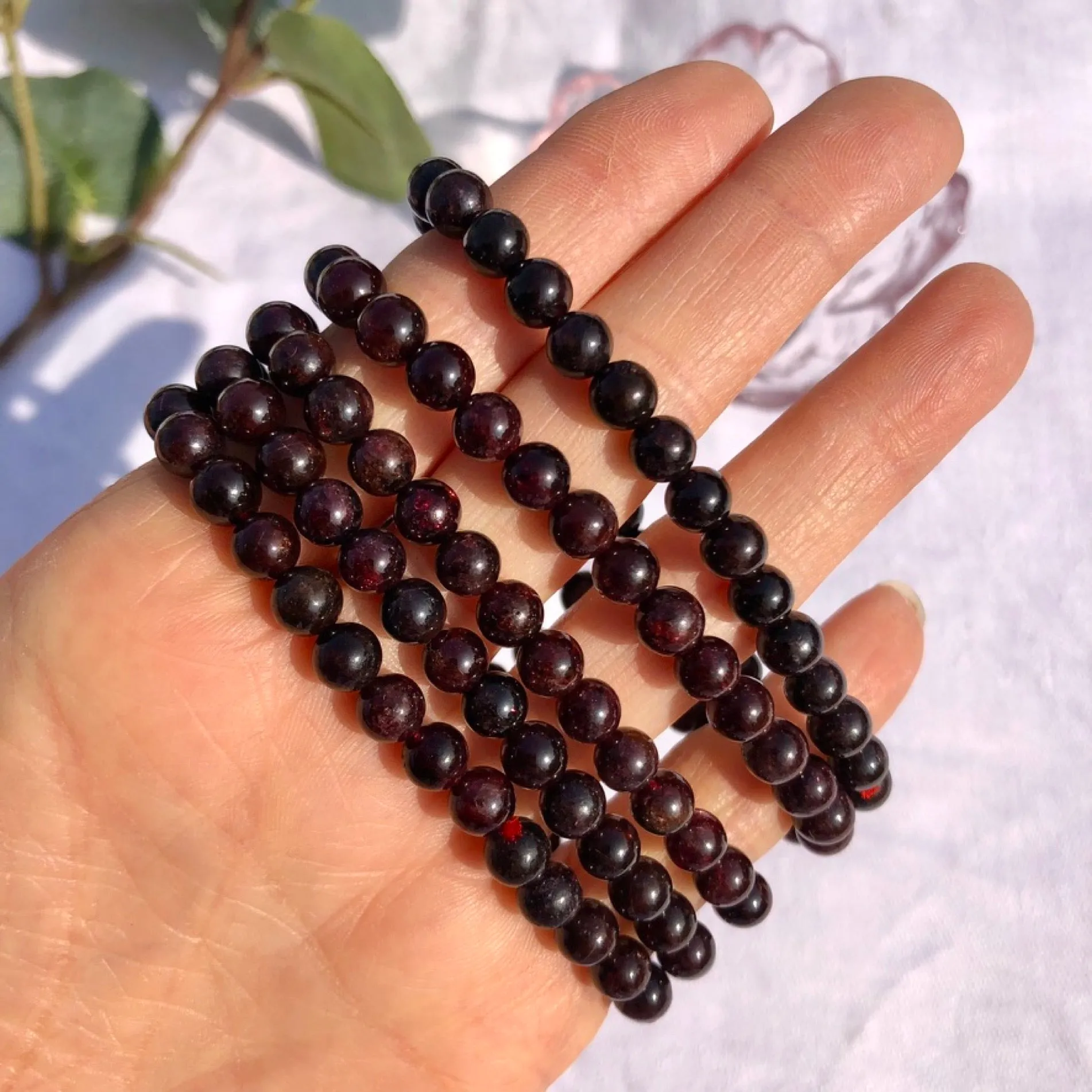 Crystal Bead Bracelet - Garnet