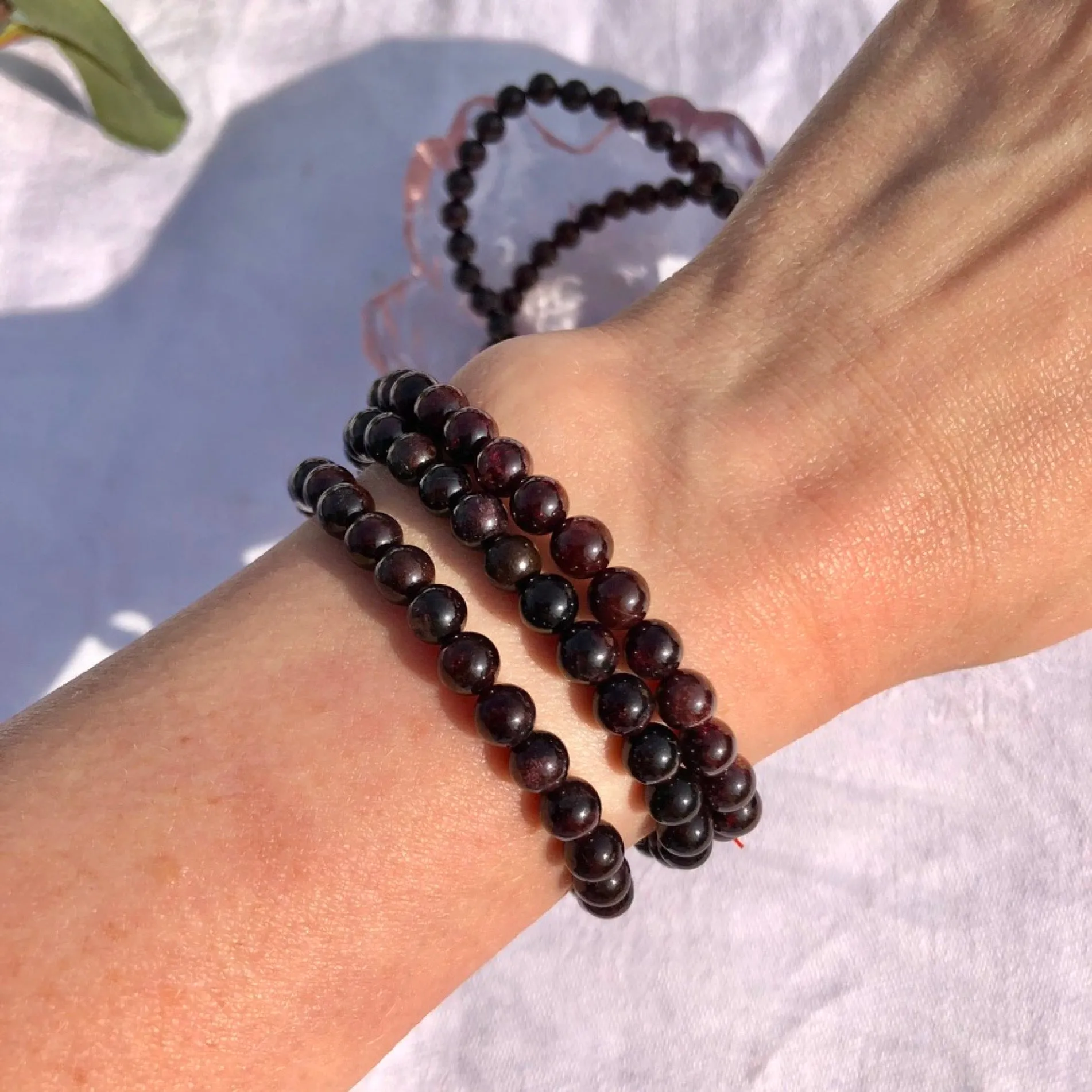 Crystal Bead Bracelet - Garnet
