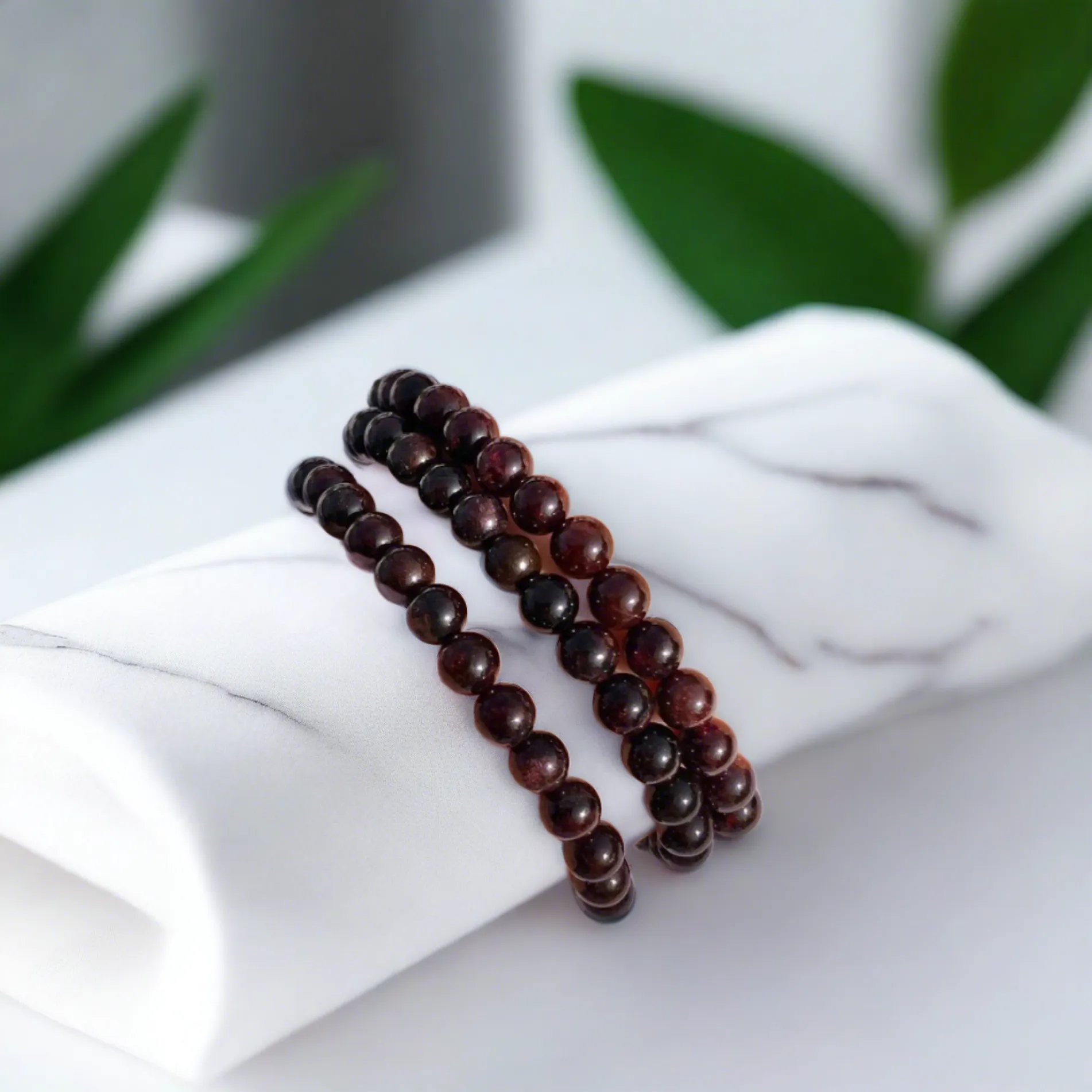 Crystal Bead Bracelet - Garnet