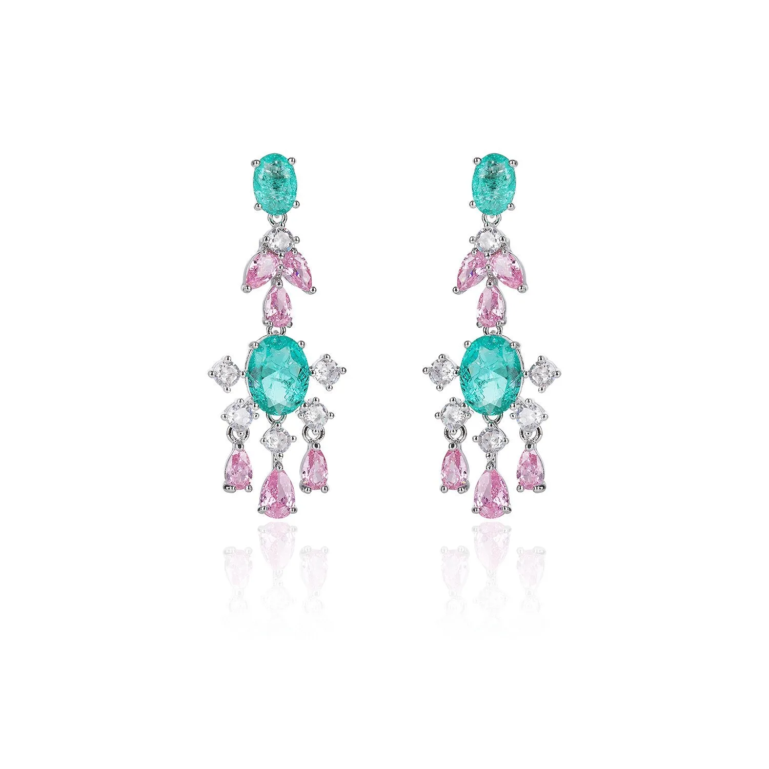 Cubic Zircon CZ Earrings for Wedding Crystals Flower Earring for Bride Women Girl Birthday Party Jewelry CE11597