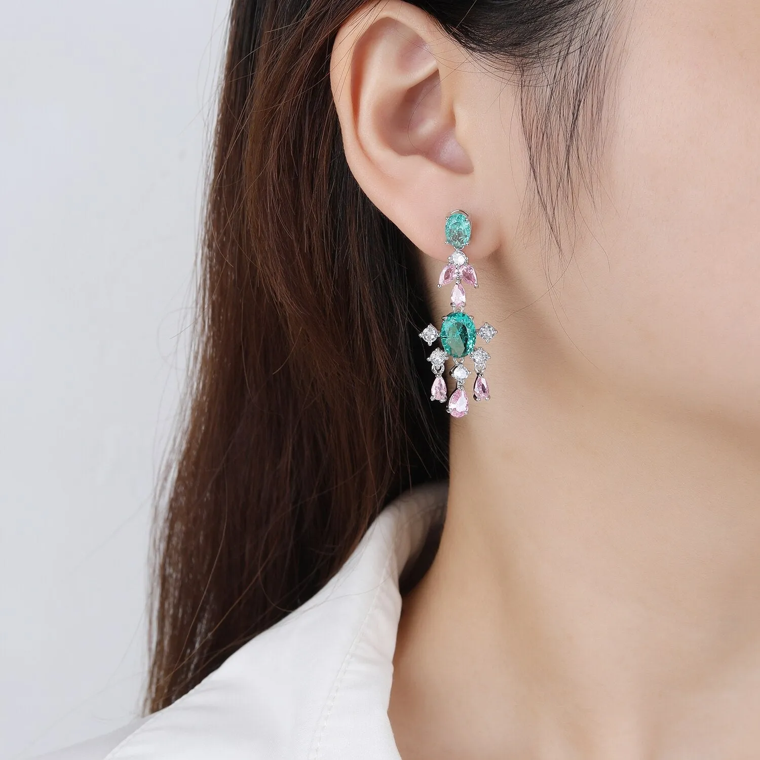 Cubic Zircon CZ Earrings for Wedding Crystals Flower Earring for Bride Women Girl Birthday Party Jewelry CE11597