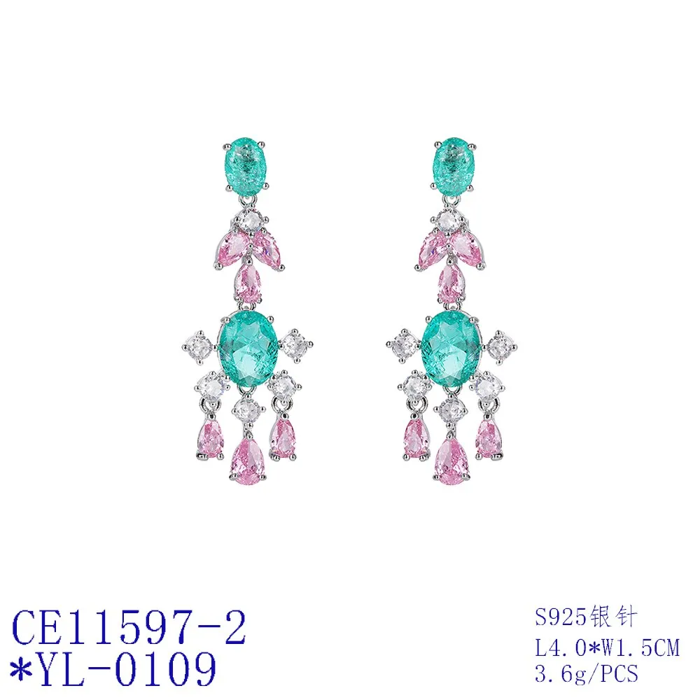 Cubic Zircon CZ Earrings for Wedding Crystals Flower Earring for Bride Women Girl Birthday Party Jewelry CE11597