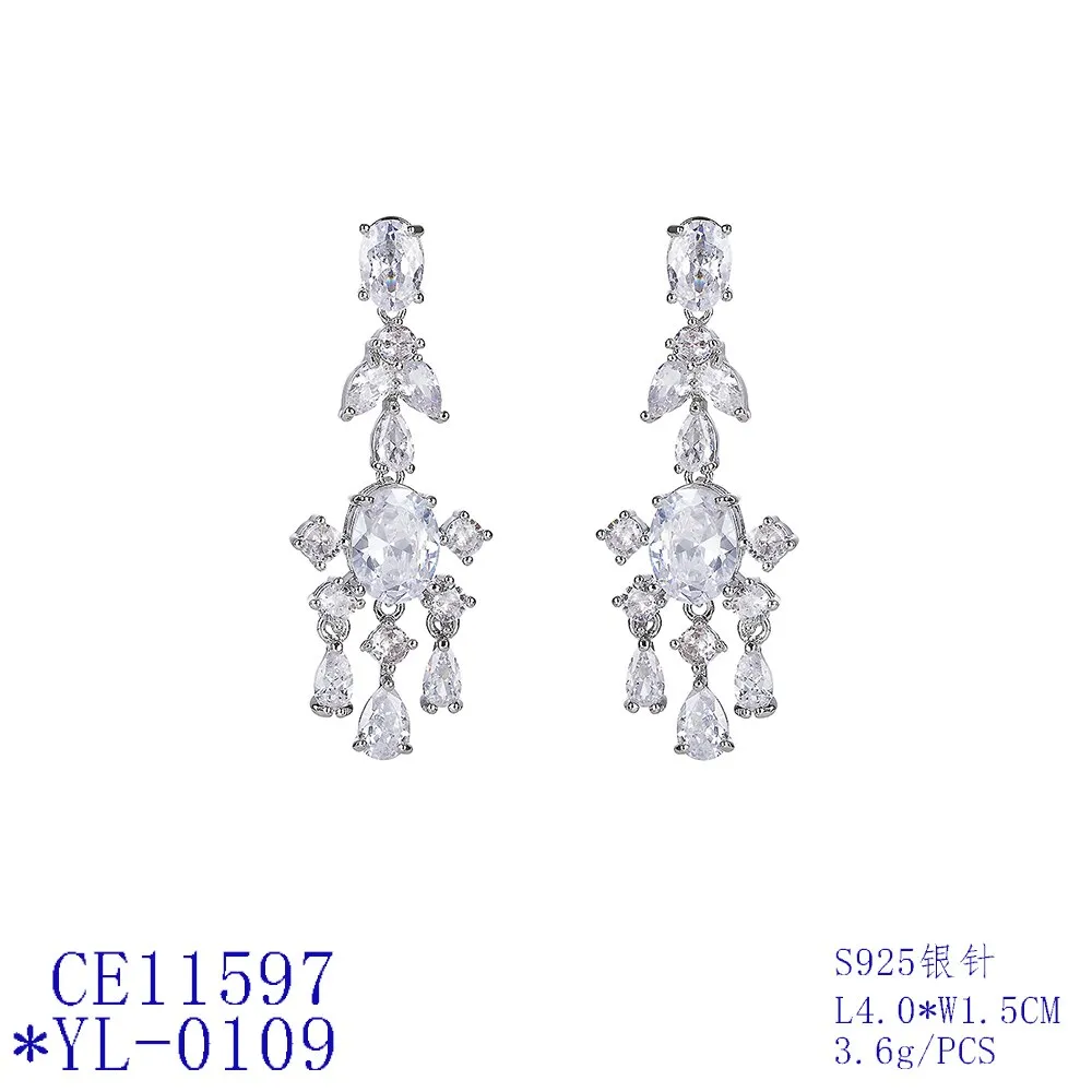 Cubic Zircon CZ Earrings for Wedding Crystals Flower Earring for Bride Women Girl Birthday Party Jewelry CE11597