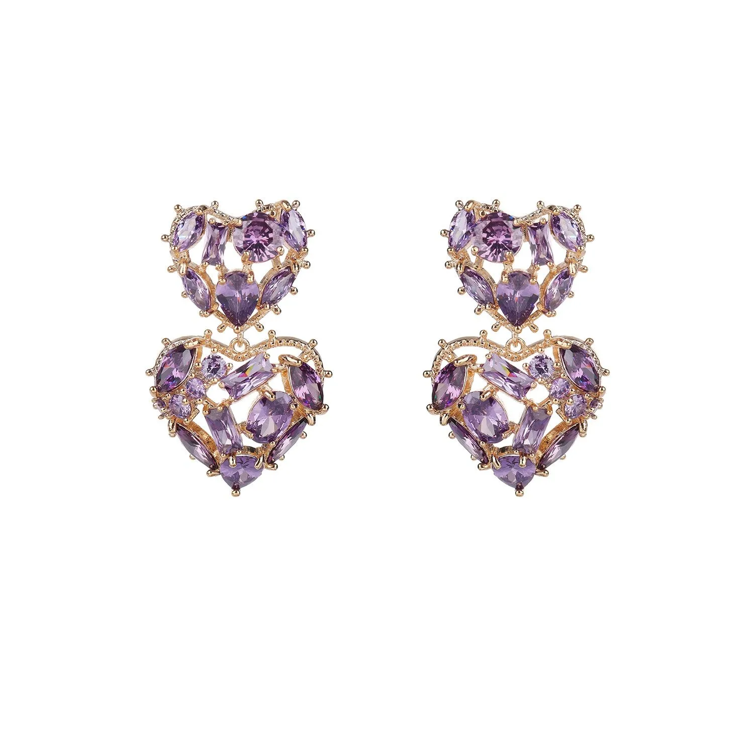 Cubic Zircon CZ Heart Earrings for Wedding, Crystals Love Earring for Bride, Women Girl Birthday Party Jewelry CE11255