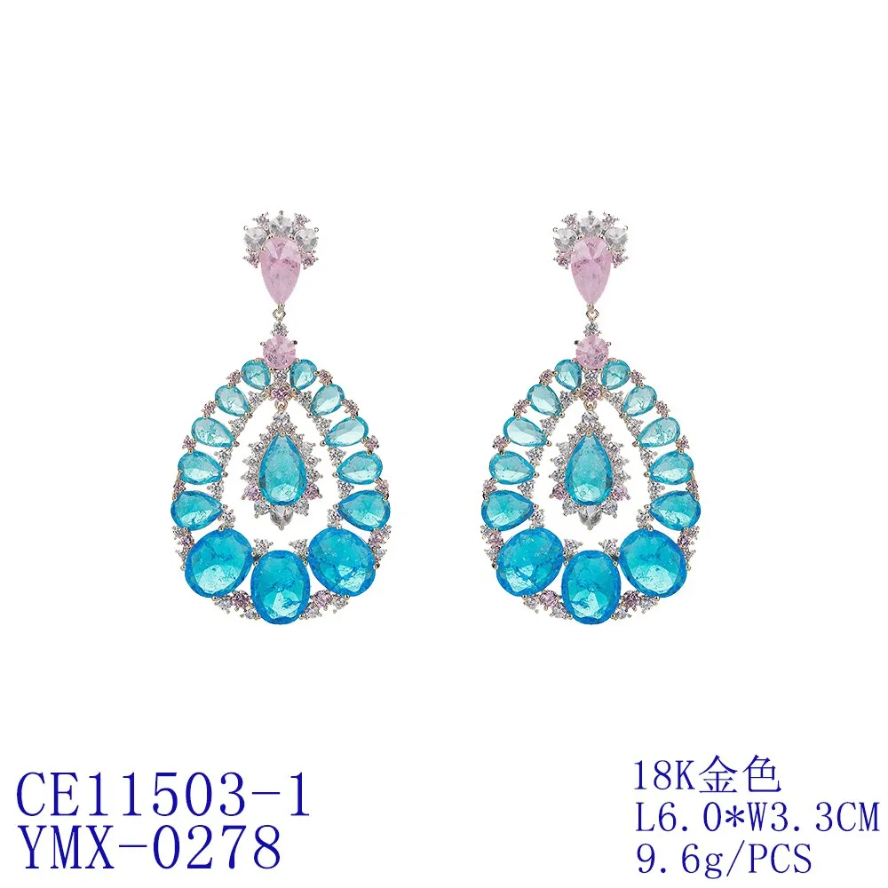 Cubic Zircon CZ Leaves Earrings for Wedding, Crystals Flower Earring for Bride, Women Girl Birthday Party Jewelry CE11460