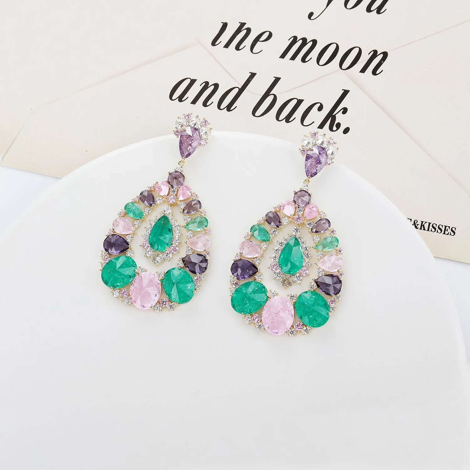 Cubic Zircon CZ Leaves Earrings for Wedding, Crystals Flower Earring for Bride, Women Girl Birthday Party Jewelry CE11460
