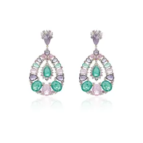 Cubic Zircon CZ Leaves Earrings for Wedding, Crystals Flower Earring for Bride, Women Girl Birthday Party Jewelry CE11460