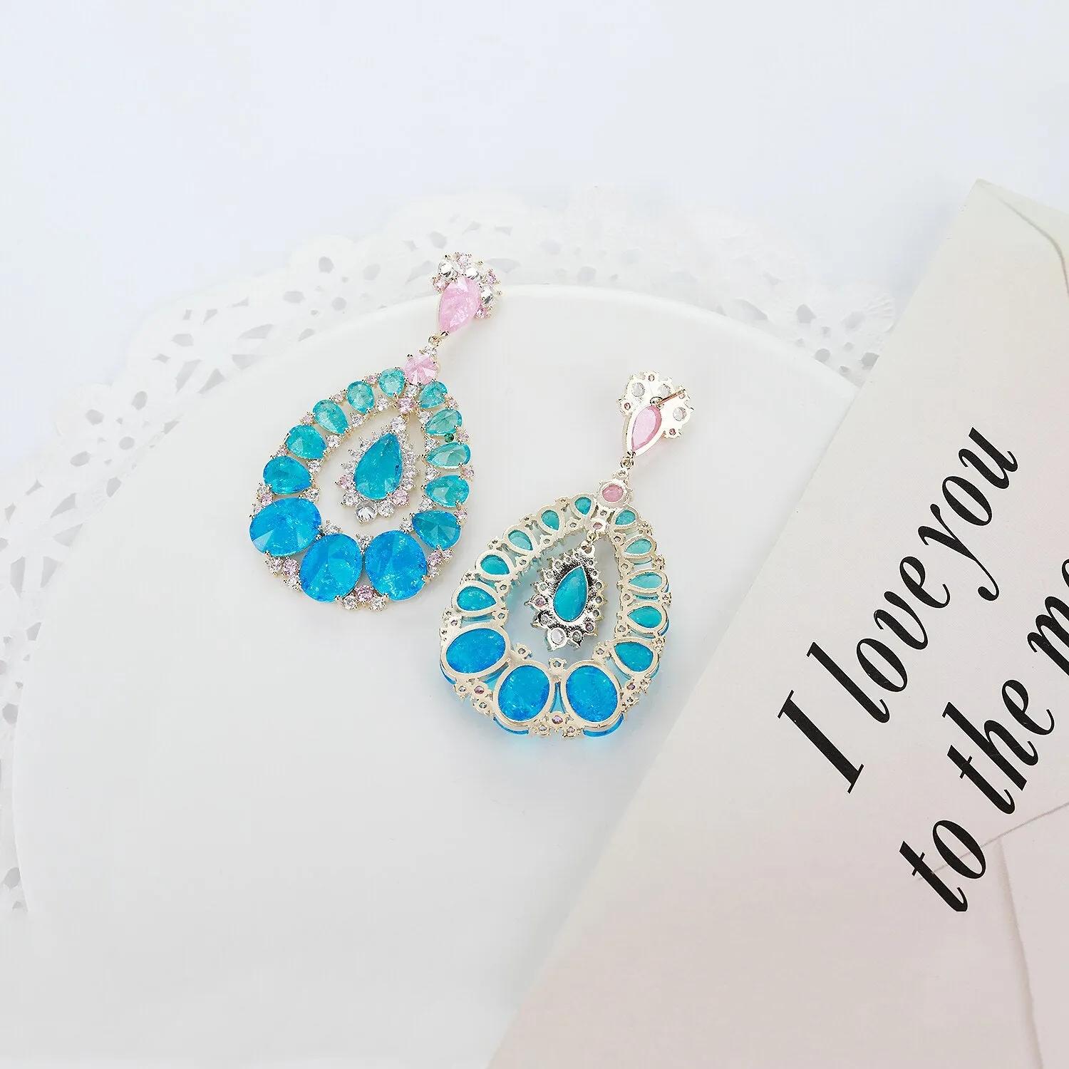 Cubic Zircon CZ Leaves Earrings for Wedding, Crystals Flower Earring for Bride, Women Girl Birthday Party Jewelry CE11460
