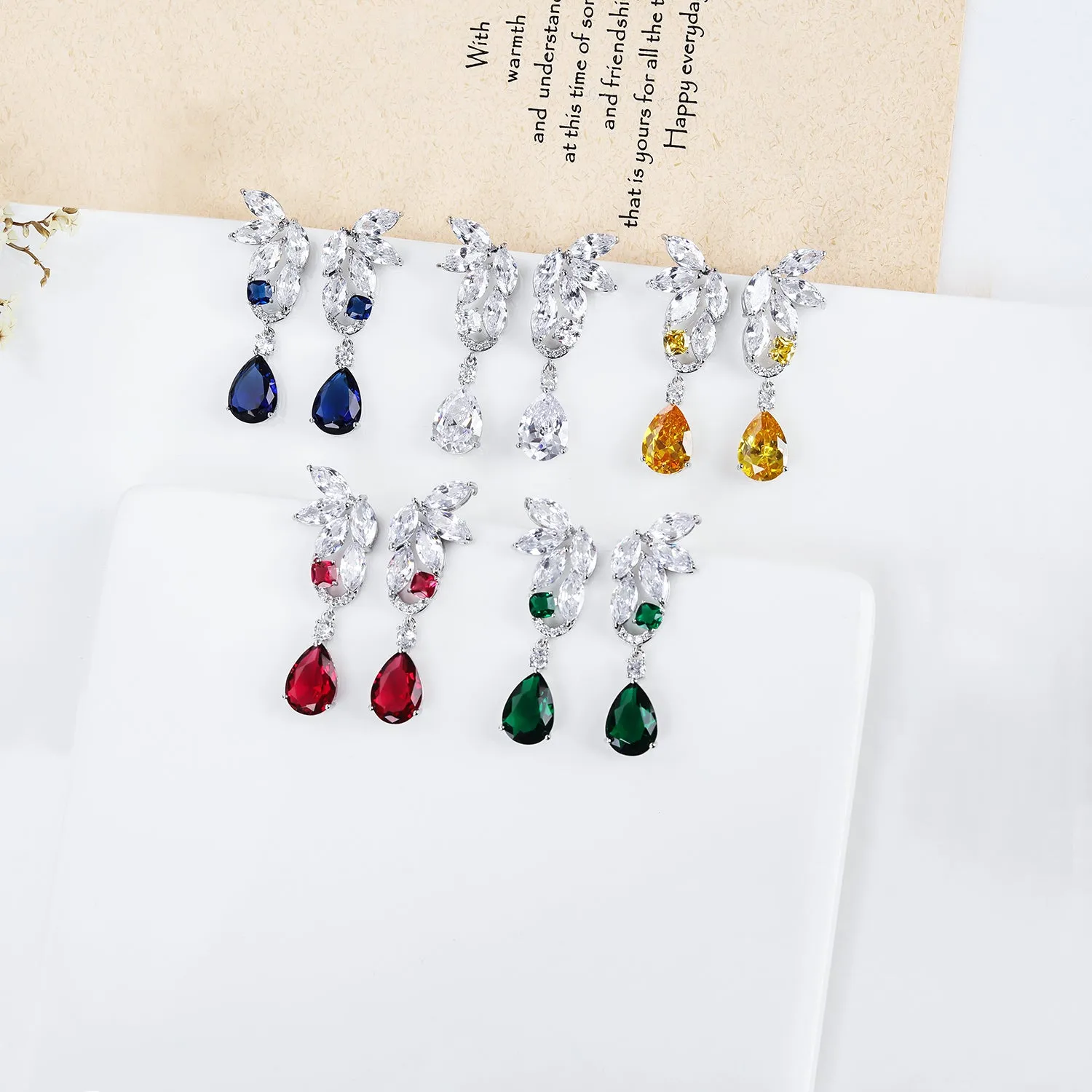 Cubic Zircon Drop Earring for Bride, Women Girl Accessories Jewelry CE11355