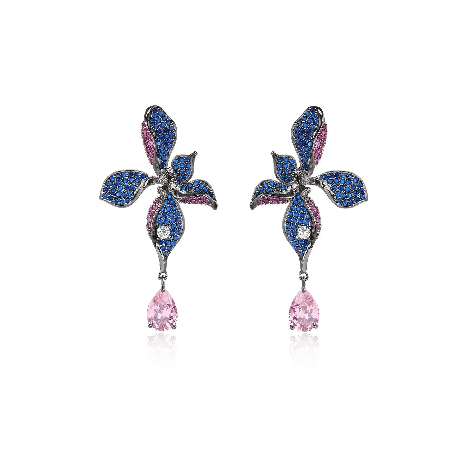 Cubic Zircon Flower Dangle Earring for Women,Crystals Girls Party,Crystals Water Drop Dangler Jewelry CE11866