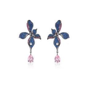 Cubic Zircon Flower Dangle Earring for Women,Crystals Girls Party,Crystals Water Drop Dangler Jewelry CE11866