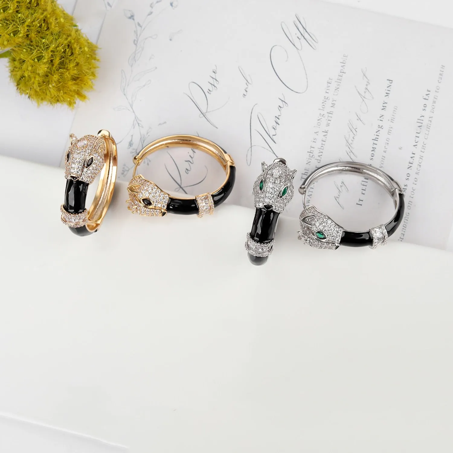 Cubic Zircon Leopard Earrings for Wedding, Enamel Stud Earring for Bride, Women Girl Birthday Party Jewelry CE11925