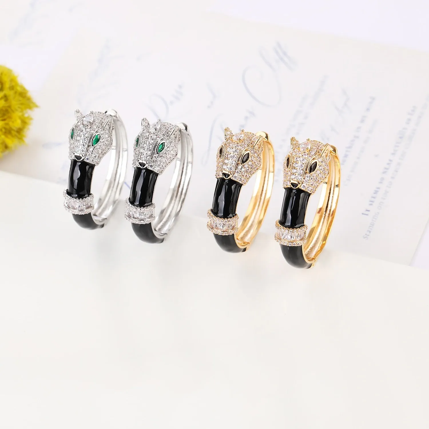 Cubic Zircon Leopard Earrings for Wedding, Enamel Stud Earring for Bride, Women Girl Birthday Party Jewelry CE11925