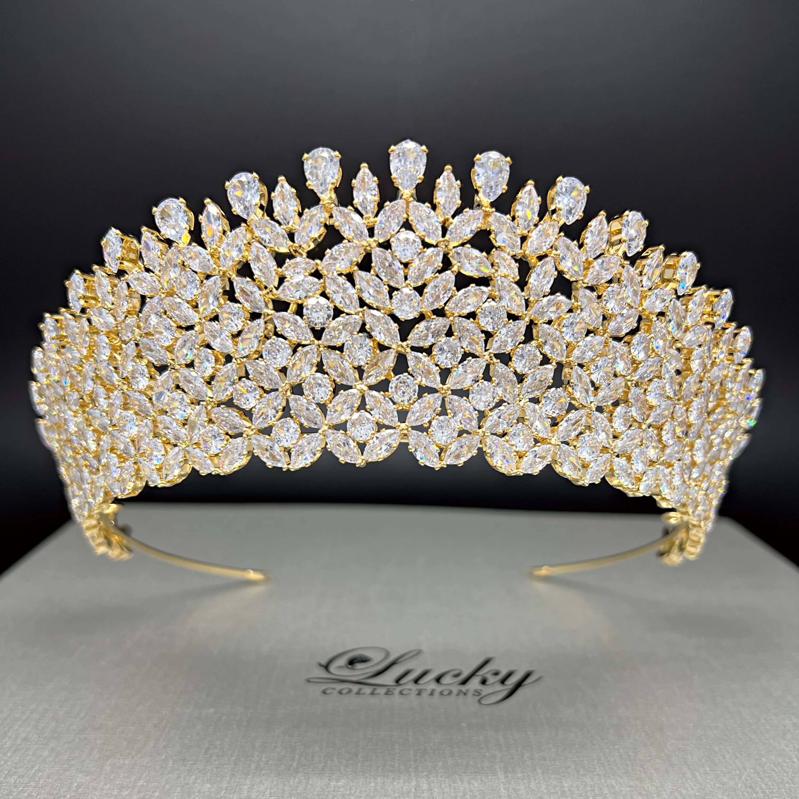 Cubic Zirconia Bridal and Quinceanera Tiara, Full Shine Marquise