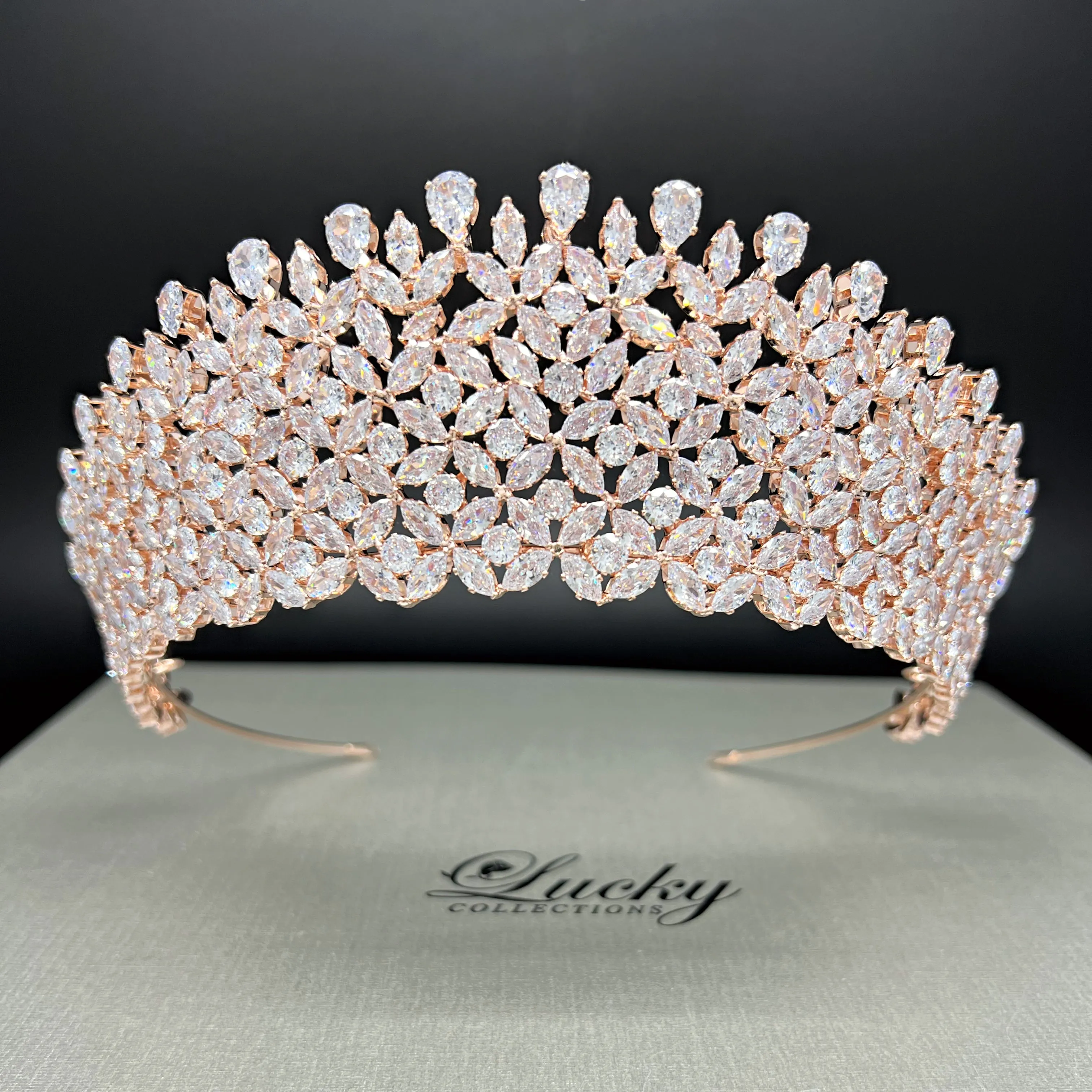 Cubic Zirconia Bridal and Quinceanera Tiara, Full Shine Marquise