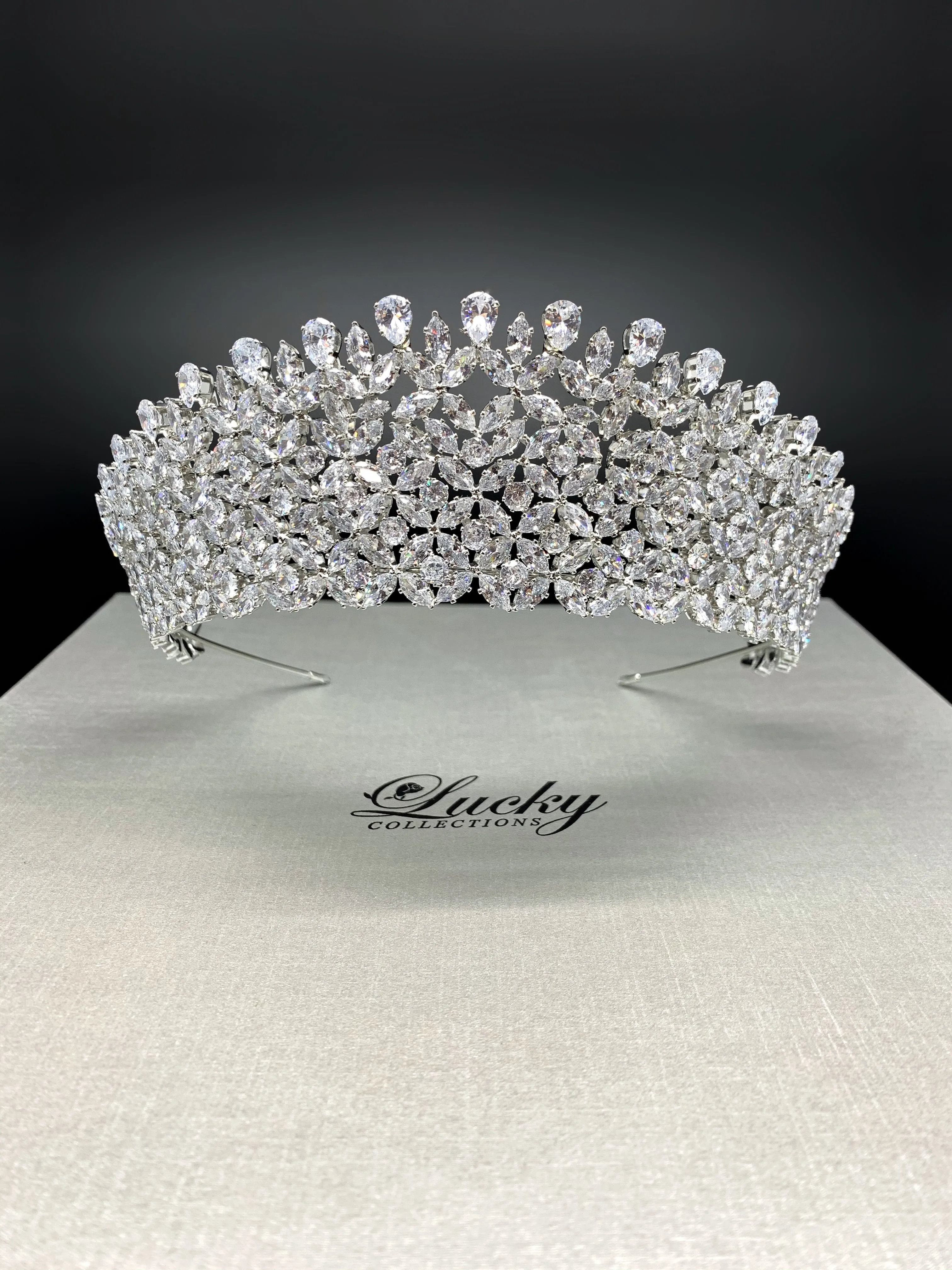 Cubic Zirconia Bridal and Quinceanera Tiara, Full Shine Marquise