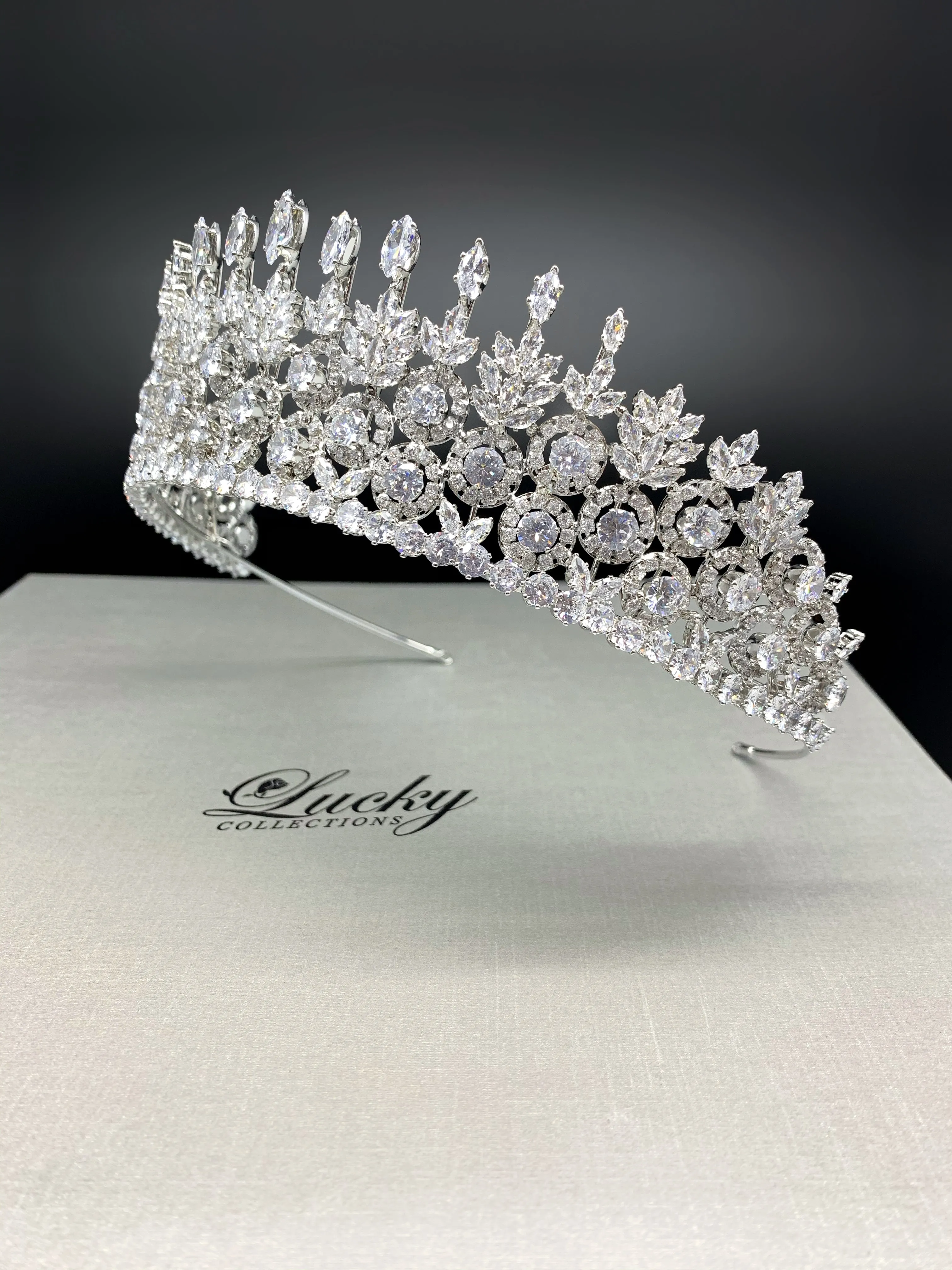 Cubic Zirconia Bridal and Quinceanera Tiara, Micro-Pave