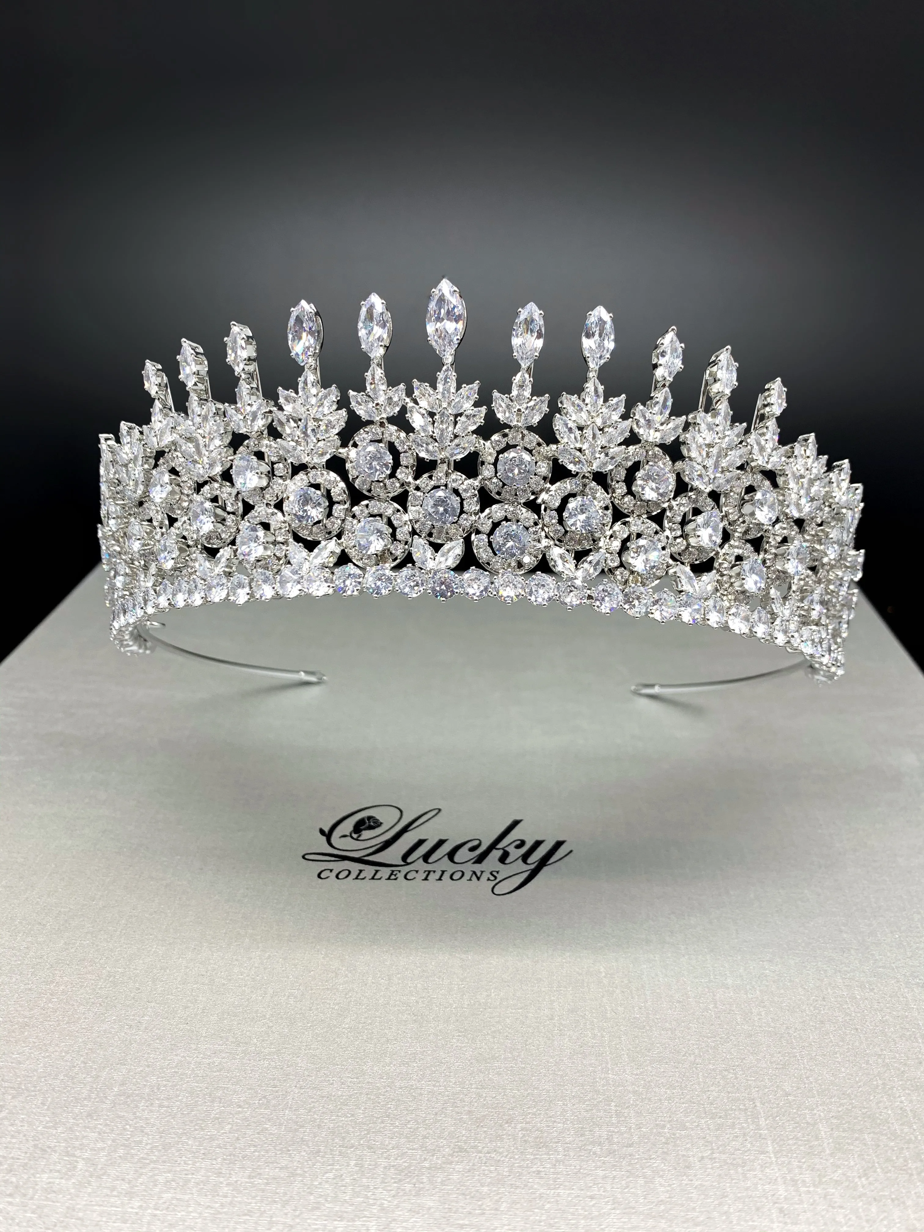 Cubic Zirconia Bridal and Quinceanera Tiara, Micro-Pave
