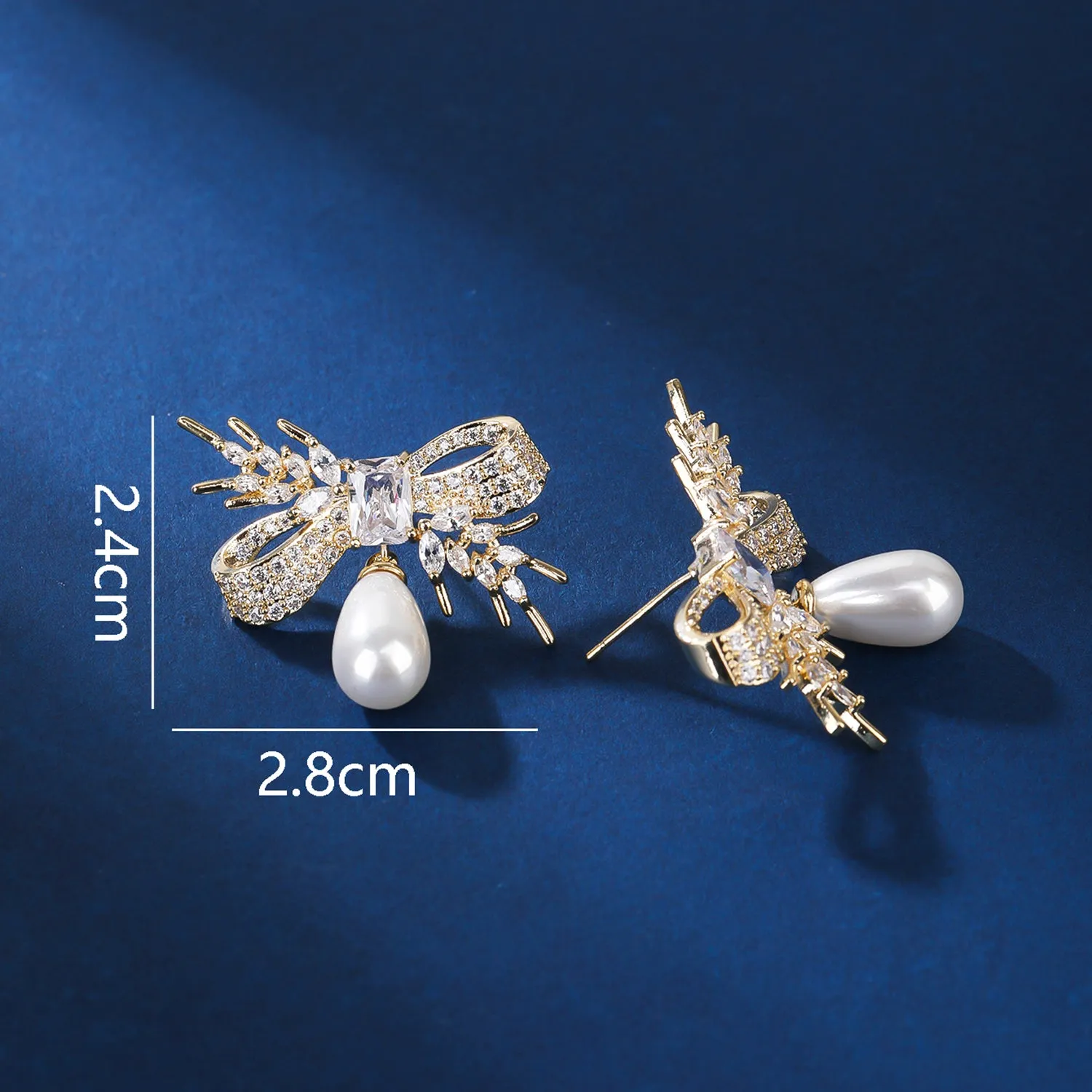Cubic Zirconia Rosette Dangle Earring for Wedding, Pearl Prom Dangle Jewelry for Women and Bride CE11953