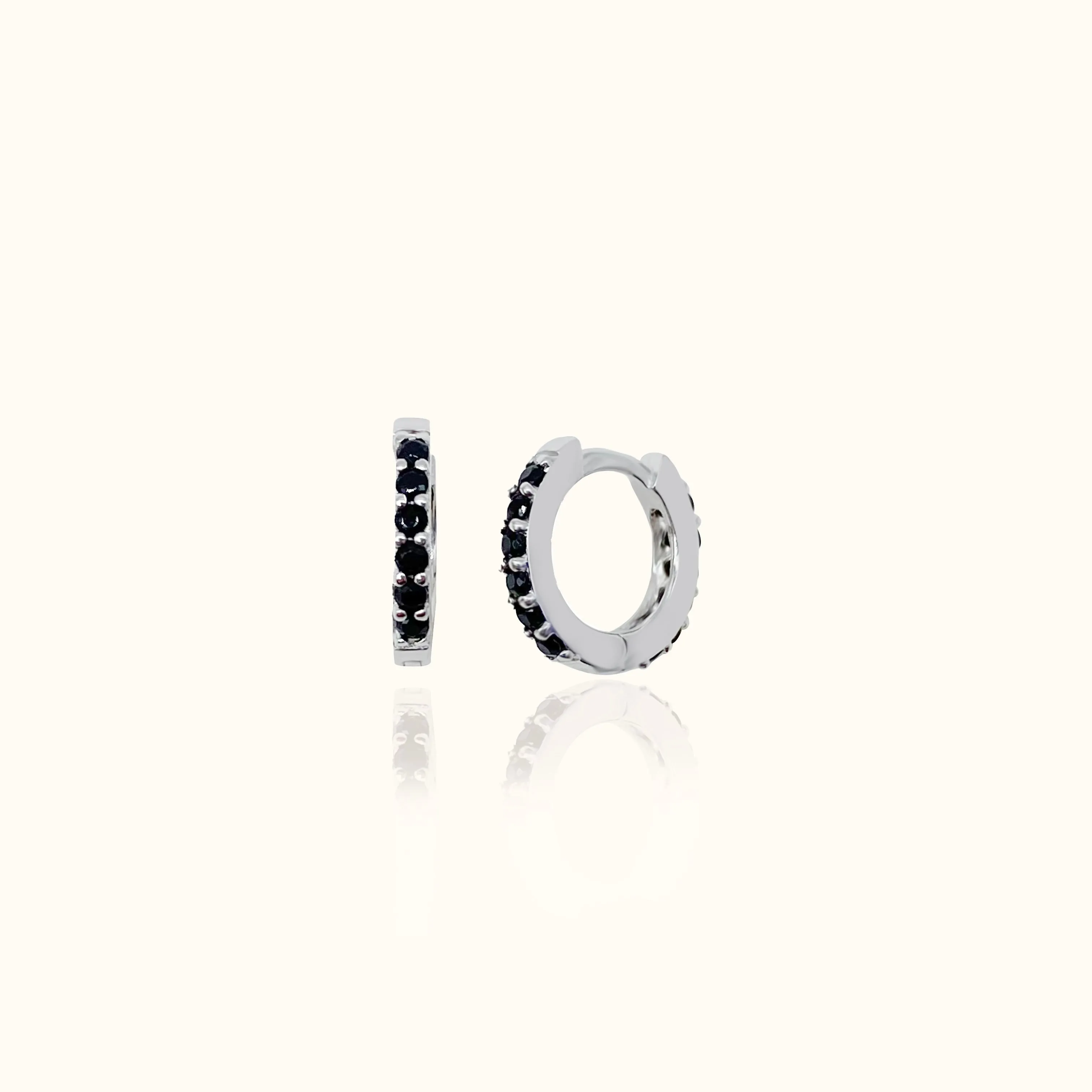 Dainty Black Zircon Huggie Hoops