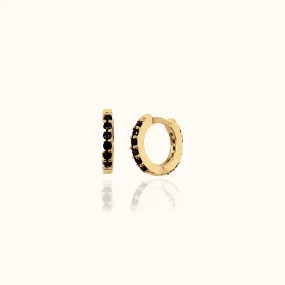 Dainty Black Zircon Huggie Hoops