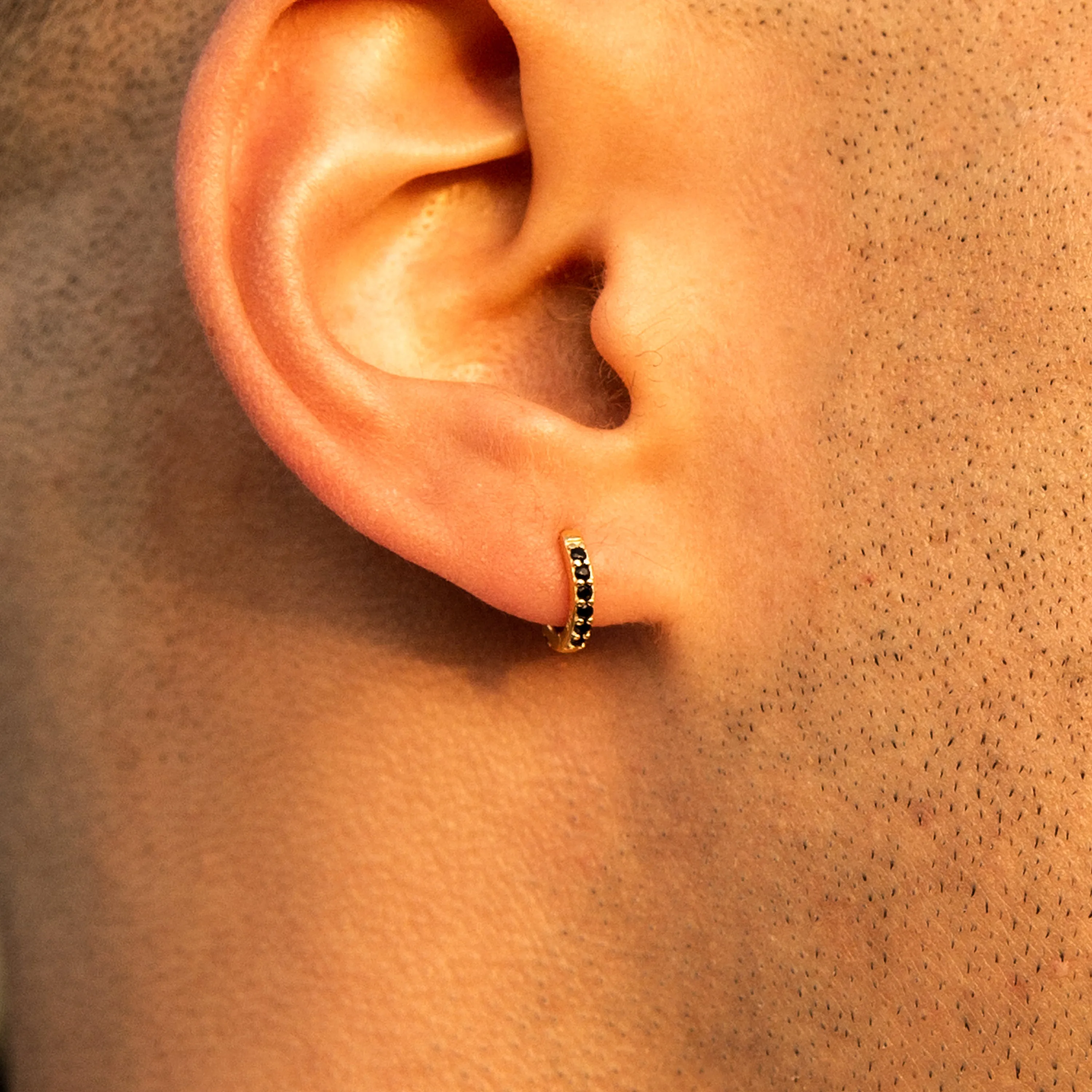 Dainty Black Zircon Huggie Hoops