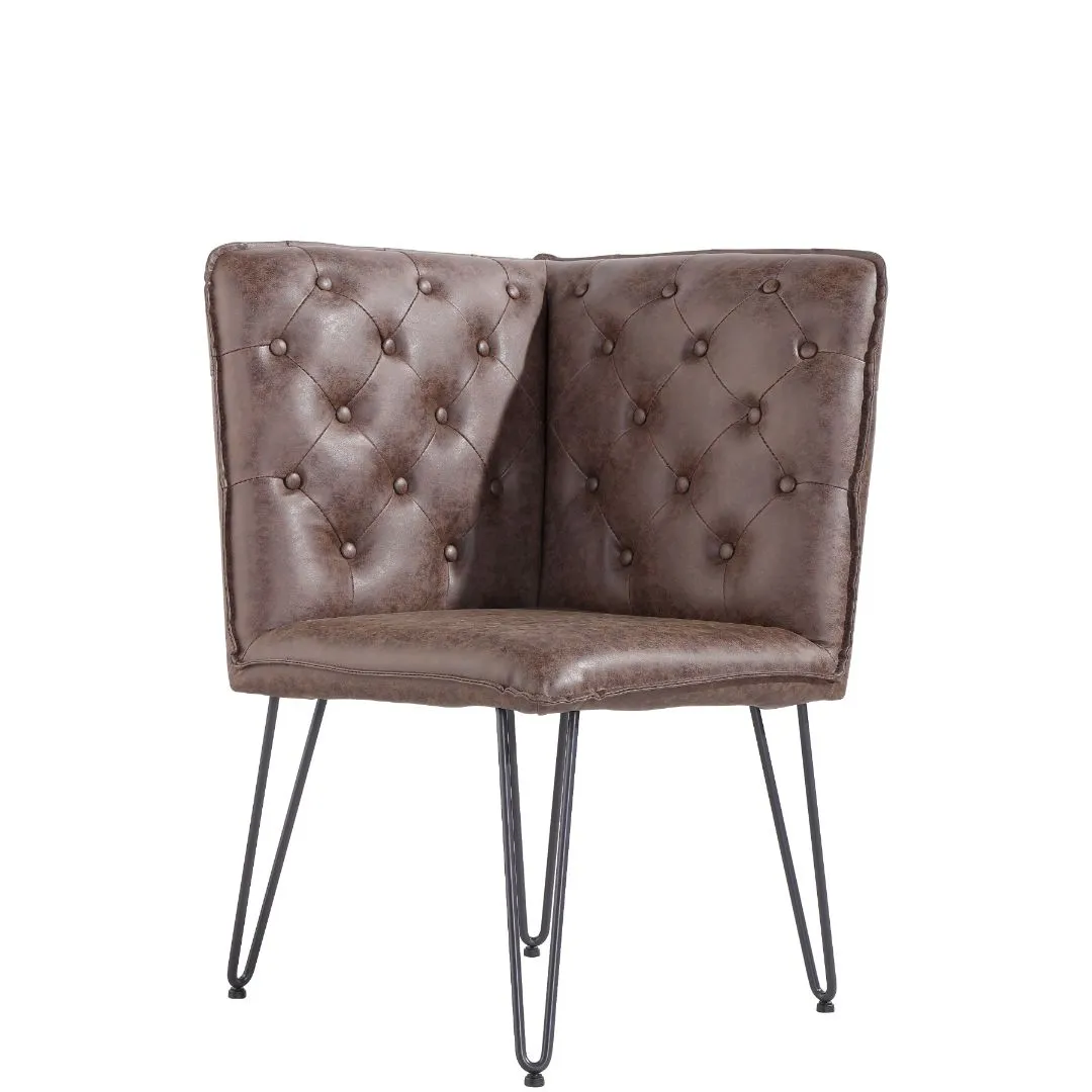 Darwen Brown Studded Back Corner Bench 64 x 64 x 92.5 cm
