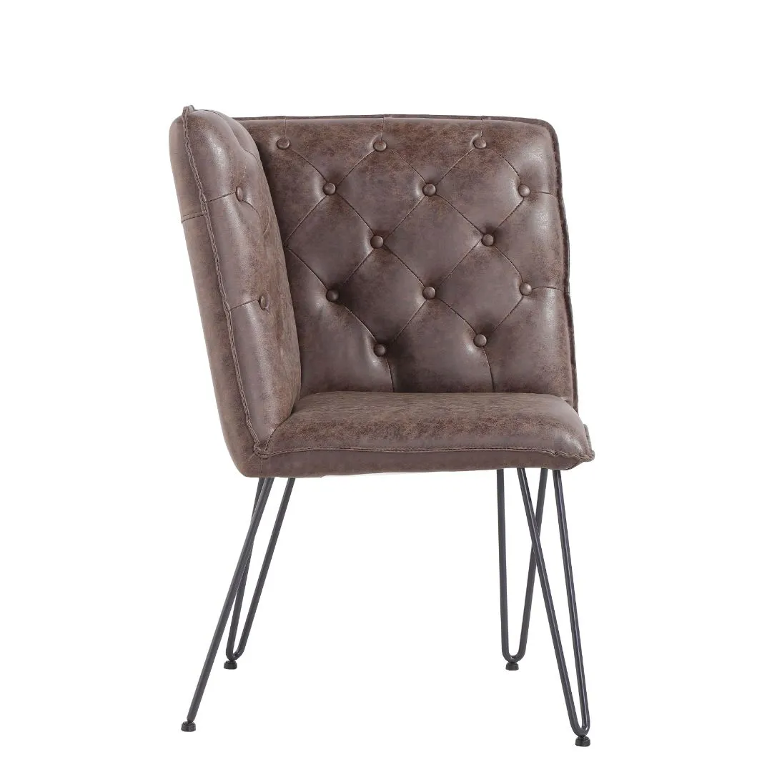 Darwen Brown Studded Back Corner Bench 64 x 64 x 92.5 cm