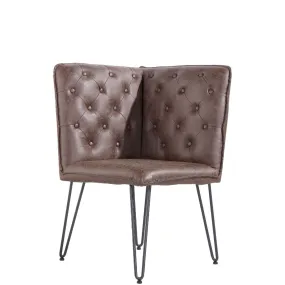 Darwen Brown Studded Back Corner Bench 64 x 64 x 92.5 cm