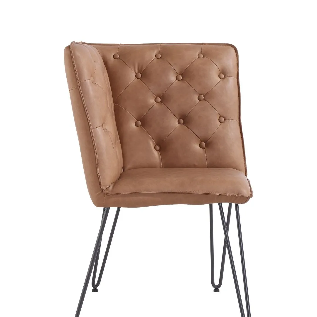 Darwen Tan Studded Back Corner Bench 64 x 64 x 92.5 cm