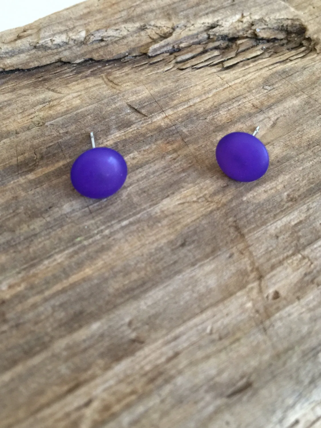 Deep Purple Opal Small Disc Stud Earrings