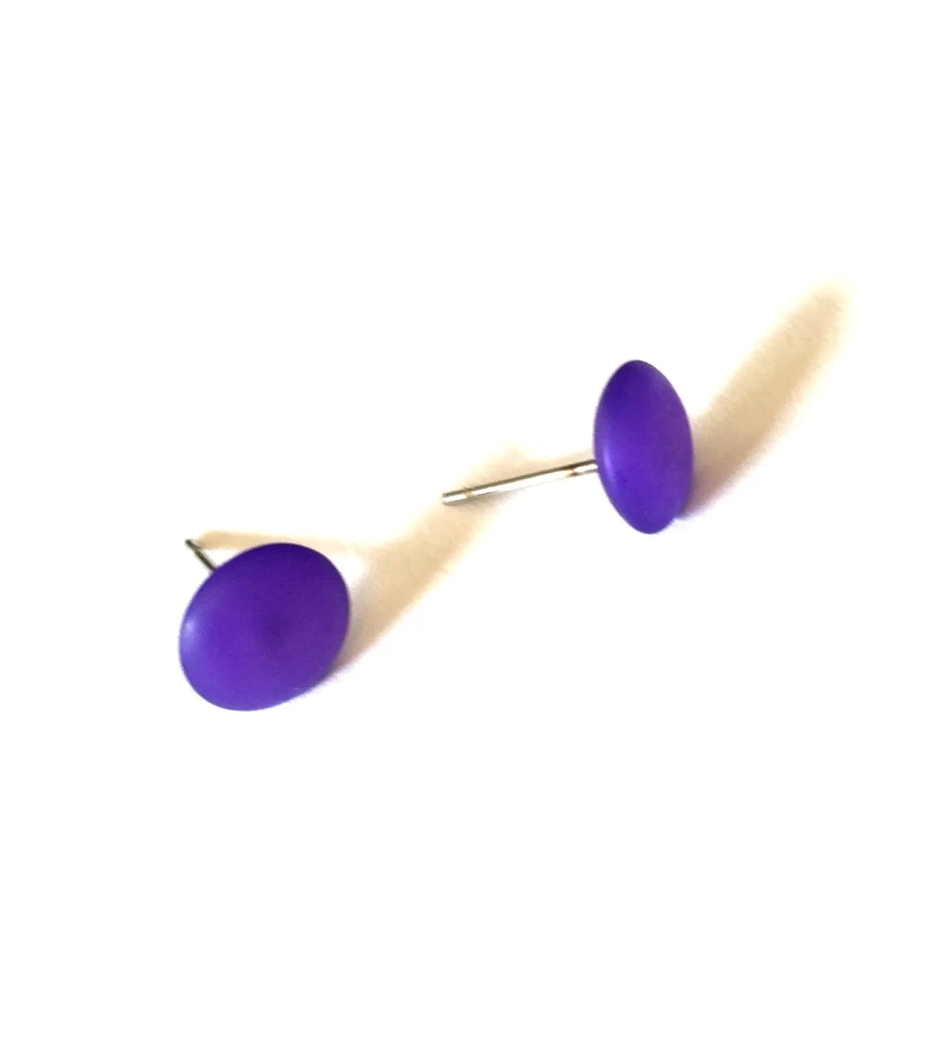 Deep Purple Opal Small Disc Stud Earrings