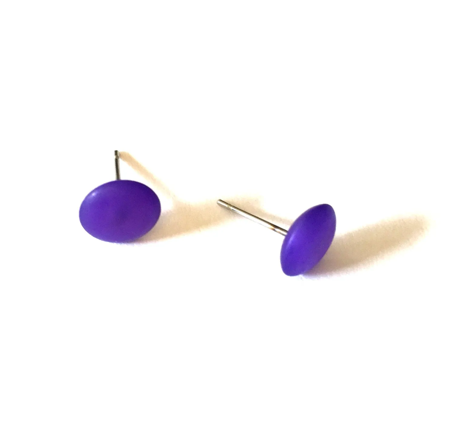Deep Purple Opal Small Disc Stud Earrings