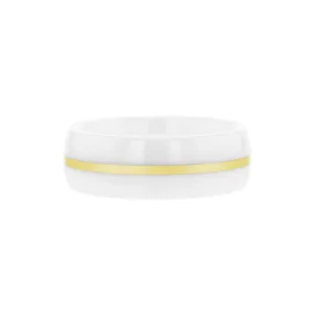 Dennis White Ceramic & 18 Karat Gold Wedding Ring