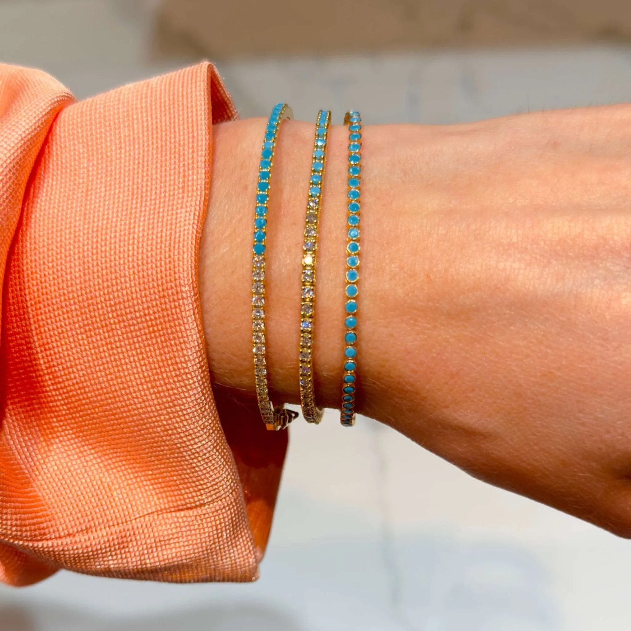 Diamond & Turquoise Tennis Bracelet